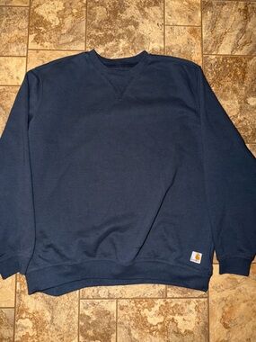 Vintage Carhartt Navy Crewneck Sweatshirt - Small Logo Patch